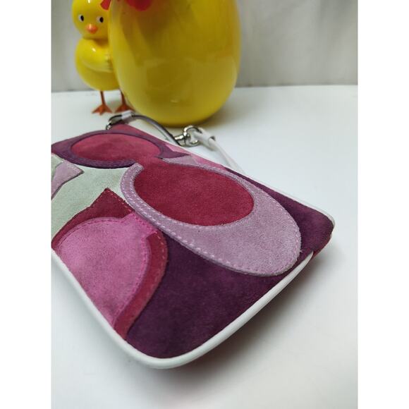 Coach Gallery Optic Signature C Multicolor Suede Leather Trim Wristlet Wallet - Picture 8 of 11